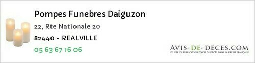 Avis de décès - Cazes-Mondenard - Pompes Funebres Daiguzon