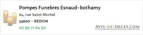 Avis de décès - Amanlis - Pompes Funebres Esnaud-bothamy