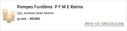 Avis de décès - Épernay - Pompes Funèbres P F M E Reims