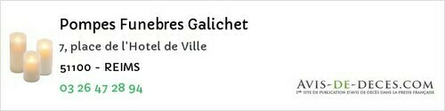 Avis de décès - Épernay - Pompes Funebres Galichet