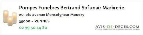 Avis de décès - Epiniac - Pompes Funebres Bertrand Sofunair Marbrerie