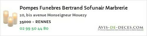 Avis de décès - Nouvoitou - Pompes Funebres Bertrand Sofunair Marbrerie