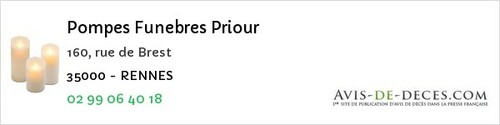 Avis de décès - Rennes - Pompes Funebres Priour