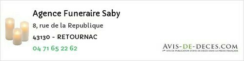 Avis de décès - Polignac - Agence Funeraire Saby