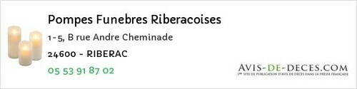 Avis de décès - Bourdeilles - Pompes Funebres Riberacoises