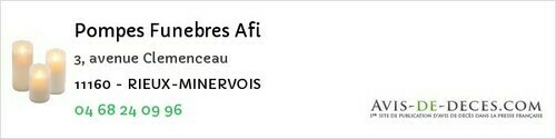 Avis de décès - Castelnau-D'aude - Pompes Funebres Afi