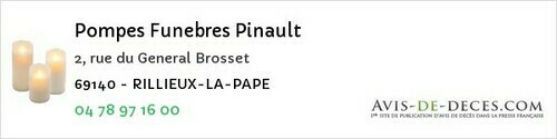 Avis de décès - Marcilly-D'azergues - Pompes Funebres Pinault