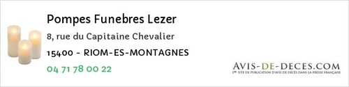 Avis de décès - Saint-Étienne-De-Chomeil - Pompes Funebres Lezer