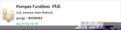 Avis de décès - Marcoux - Pompes Funèbres Pfdl