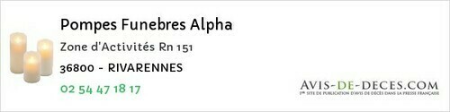 Avis de décès - Lignerolles - Pompes Funebres Alpha