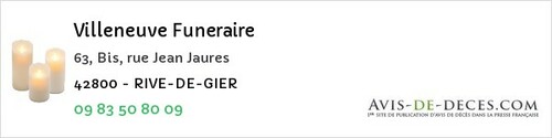 Avis de décès - La Tour-En-Jarez - Villeneuve Funeraire