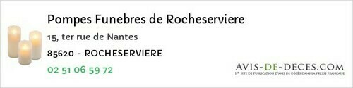 Avis de décès - Bellevigny (ex Belleville-Sur-Vie) - Pompes Funebres de Rocheserviere