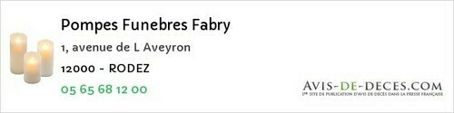 Avis de décès - Rodez - Pompes Funebres Fabry