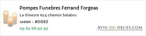 Avis de décès - Anglars-Saint-Félix - Pompes Funebres Ferrand Forgeas