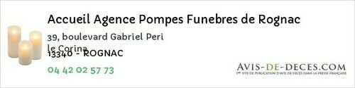 Avis de décès - Cassis - Accueil Agence Pompes Funebres de Rognac