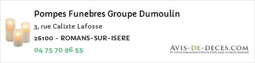 Avis de décès - Serves-sur-Rhône - Pompes Funebres Groupe Dumoulin