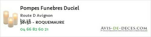 Avis de décès - Mus - Pompes Funebres Duciel