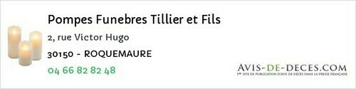 Avis de décès - Les Salles-du-Gardon - Pompes Funebres Tillier et Fils