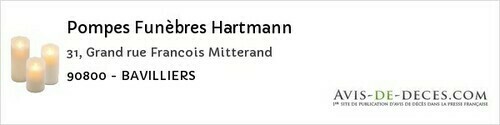 Avis de décès - Éloie - Pompes Funèbres Hartmann