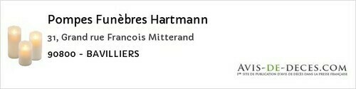 Avis de décès - Dorans - Pompes Funèbres Hartmann