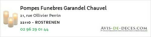 Avis de décès - Saint-Brieuc - Pompes Funebres Garandel Chauvel