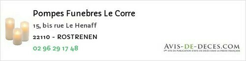Avis de décès - Camlez - Pompes Funebres Le Corre