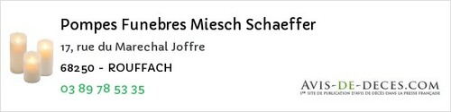 Avis de décès - Soultzeren - Pompes Funebres Miesch Schaeffer