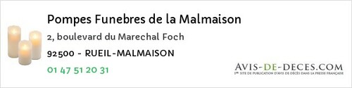 Avis de décès - Sèvres - Pompes Funebres de la Malmaison