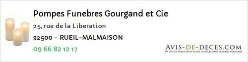 Avis de décès - La Garenne-Colombes - Pompes Funebres Gourgand et Cie