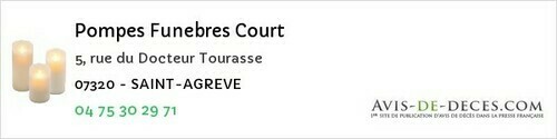 Avis de décès - Prades - Pompes Funebres Court