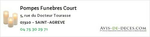 Avis de décès - Bessas - Pompes Funebres Court