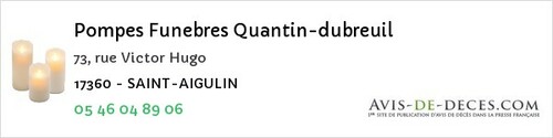 Avis de décès - Saint Aigulin - Pompes Funebres Quantin-dubreuil