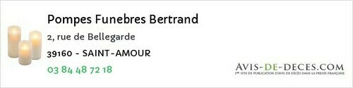 Avis de décès - Augisey - Pompes Funebres Bertrand