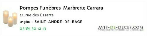 Avis de décès - Biziat - Pompes Funèbres Marbrerie Carrara