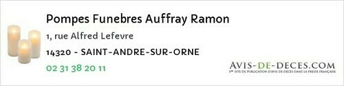 Avis de décès - La Pommeraye - Pompes Funebres Auffray Ramon