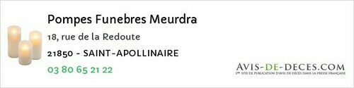Avis de décès - Créancey - Pompes Funebres Meurdra