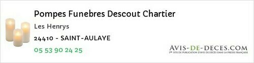 Avis de décès - Mescoules - Pompes Funebres Descout Chartier