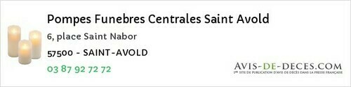 Avis de décès - Ormersviller - Pompes Funebres Centrales Saint Avold