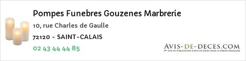Avis de décès - Saint-Calais - Pompes Funebres Gouzenes Marbrerie