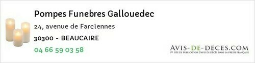 Avis de décès - Fourques - Pompes Funebres Gallouedec