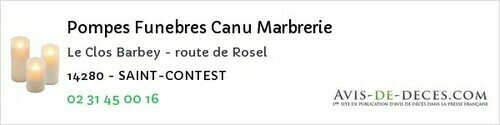 Avis de décès - Sallenelles - Pompes Funebres Canu Marbrerie