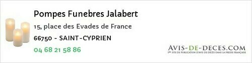 Avis de décès - Espira-de-L'agly - Pompes Funebres Jalabert