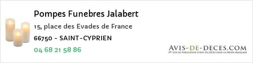 Avis de décès - Vernet-les-Bains - Pompes Funebres Jalabert