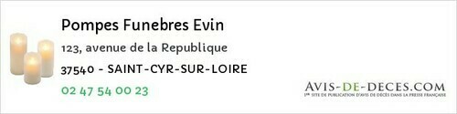 Avis de décès - La Membrolle-Sur-Choisille - Pompes Funebres Evin