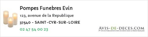 Avis de décès - Saint-Cyr-Sur-Loire - Pompes Funebres Evin