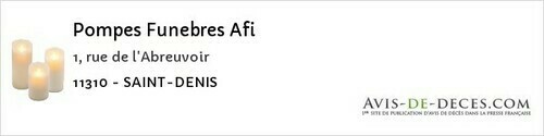 Avis de décès - Gournay-sur-Marne - Pompes Funebres Afi