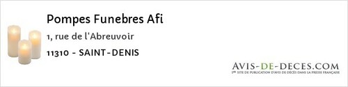 Avis de décès - Saint-Denis - Pompes Funebres Afi