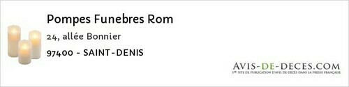 Avis de décès - Saint-Denis - Pompes Funebres Rom