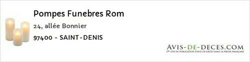 Avis de décès - Villemomble - Pompes Funebres Rom