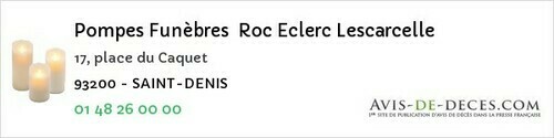 Avis de décès - Bagnolet - Pompes Funèbres Roc Eclerc Lescarcelle